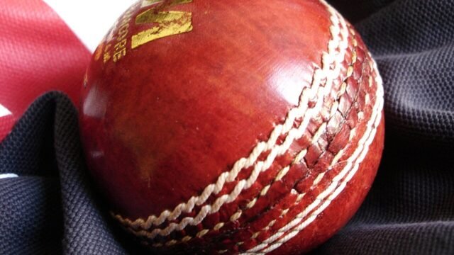 A red leather cricket ball