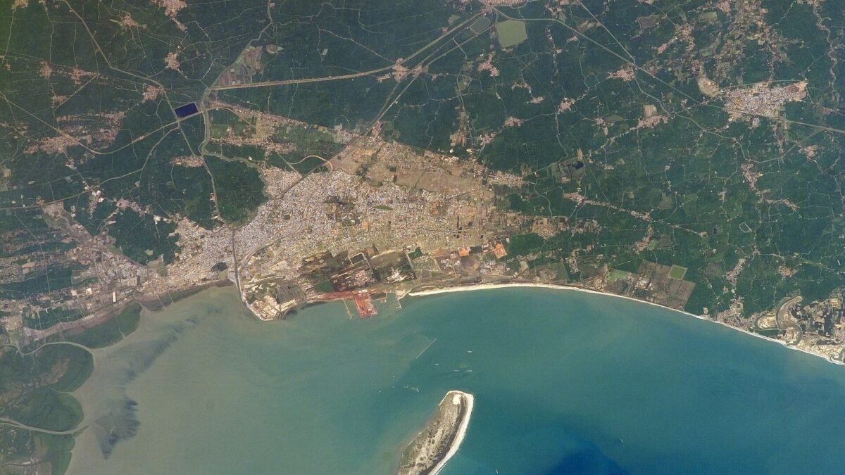Satellite view of Kakinada on the Andhra Pradesh coast