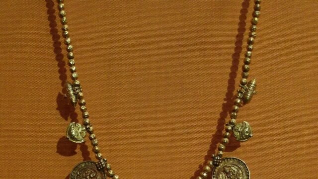 A traditional Indian gold necklace