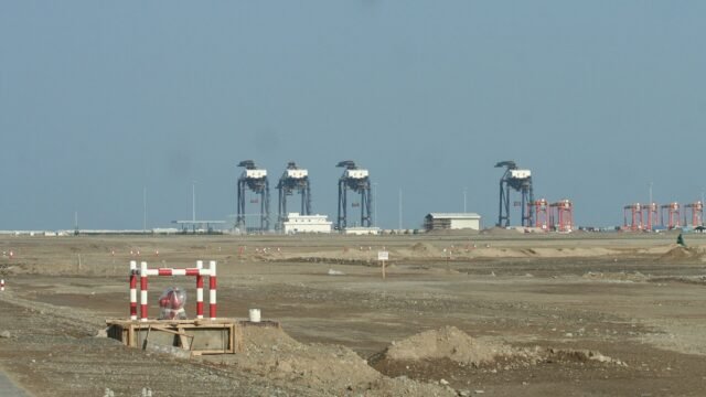 Cranes at the port of Sohar, Oman