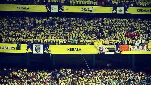 Kerala Blasters fans in the stands during an Indian Super League match