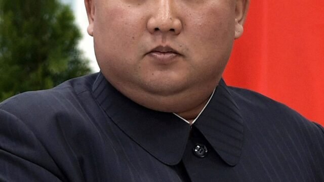 North Korean leader Kim Jong Un in a dark suit during talks in Vladivostok in 2019