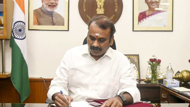 L Murugan assuming charge as Minister of State.