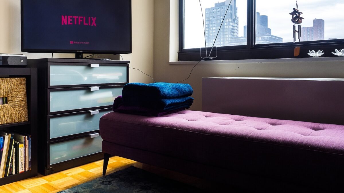 Television screen showing a streaming service menu