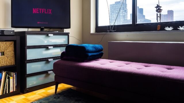 Television screen showing a streaming service menu