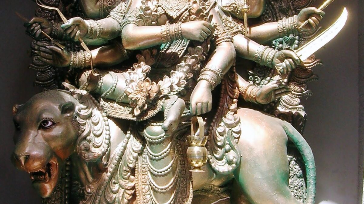 Idol of Goddess Chandraghanta at a Durga Puja pandal