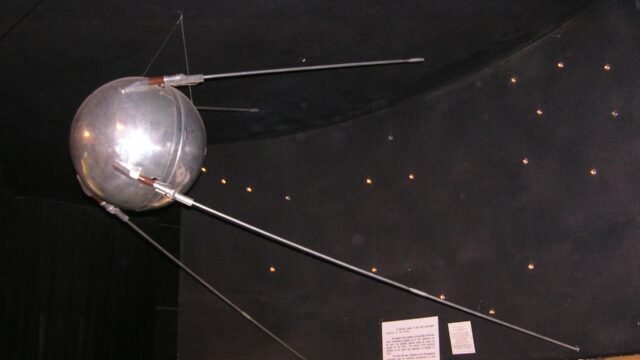 A replica of Sputnik 1, the first artificial Earth satellite