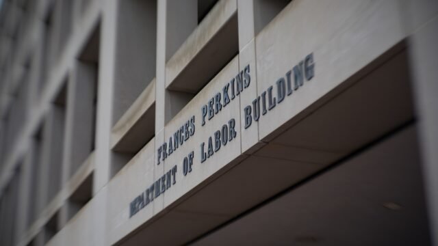 The Frances Perkins Building, headquarters of the US Department of Labor in Washington, DC