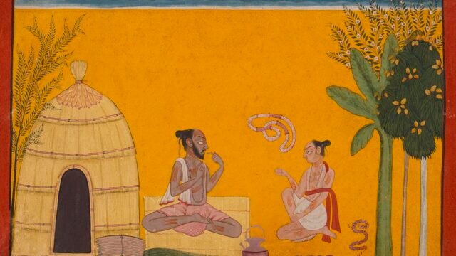 Painting of sage Valmiki reciting the Ramayana