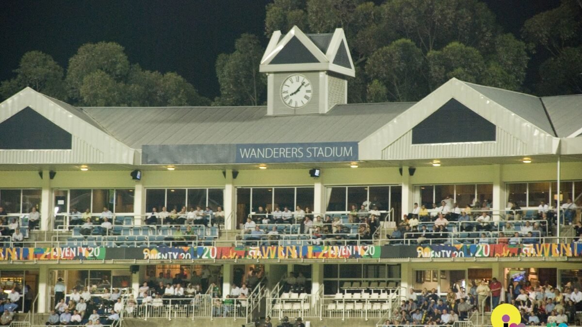 Spectators in the stands at the Wanderers Stadium in Johannesburg